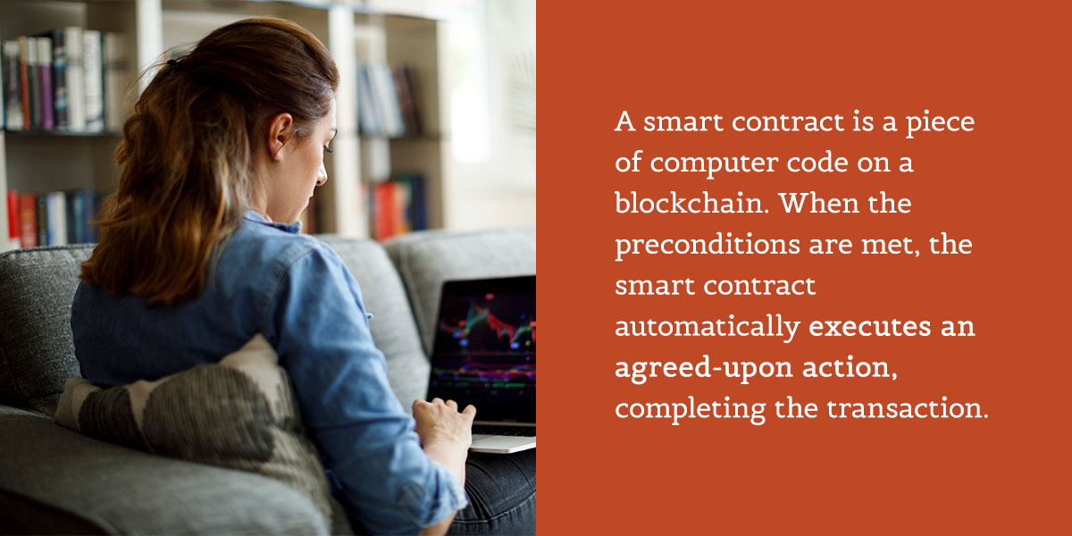 Smark contracts is a piece of computer code on a blockchain