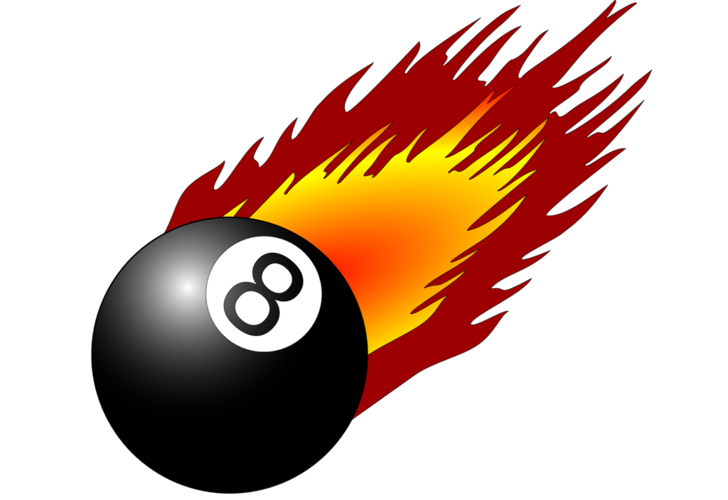 eight ball on fire