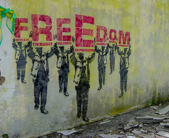 mural advocating for freedom