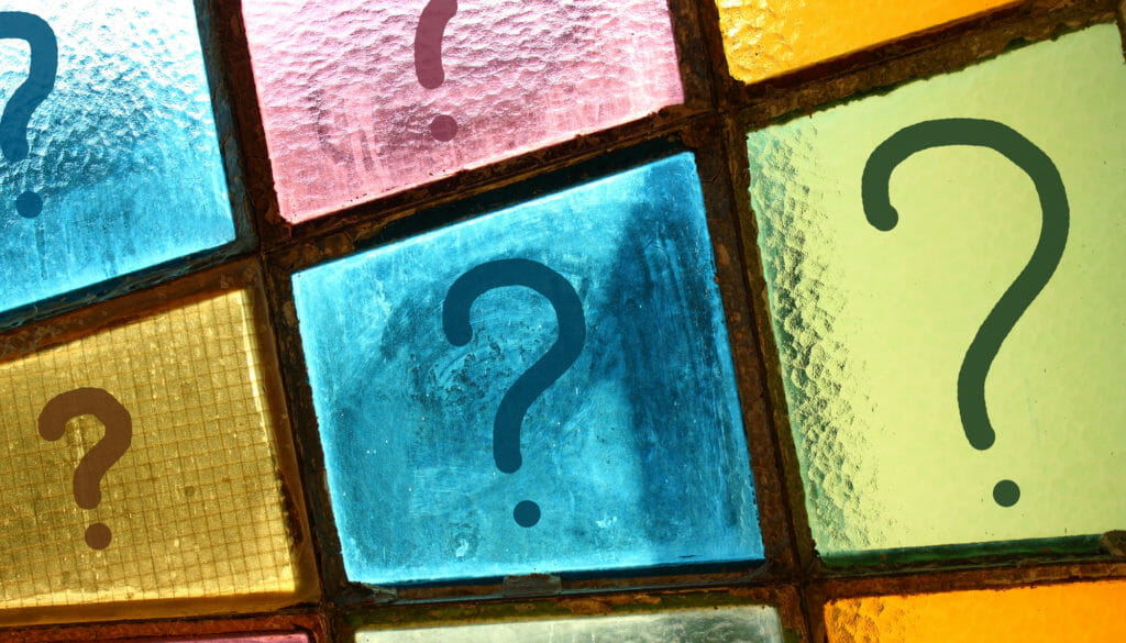 stained glass titles with question marks
