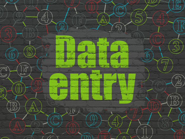 data entry written colorfully on a grey background