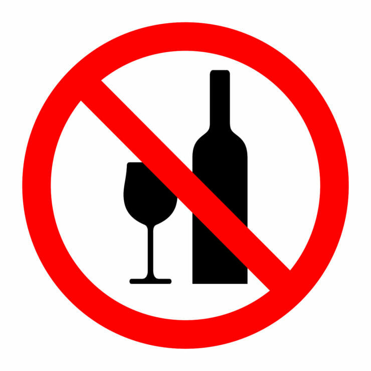 señal de prohibido el alcohol