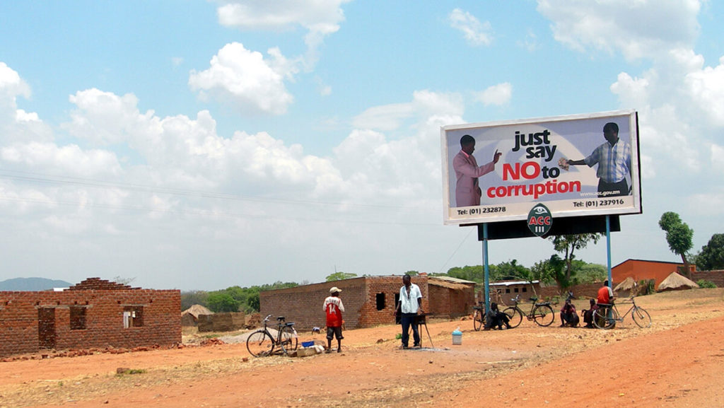 Billboard that says just say no to corruption