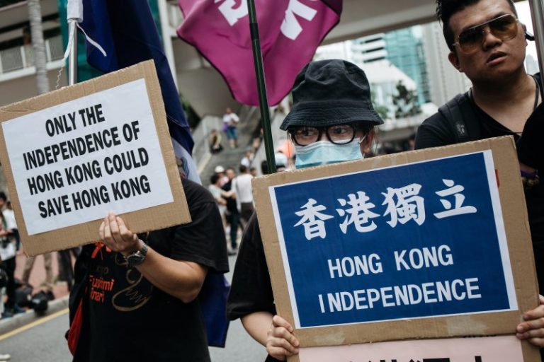 young people in Hong Kong protesting for their independence