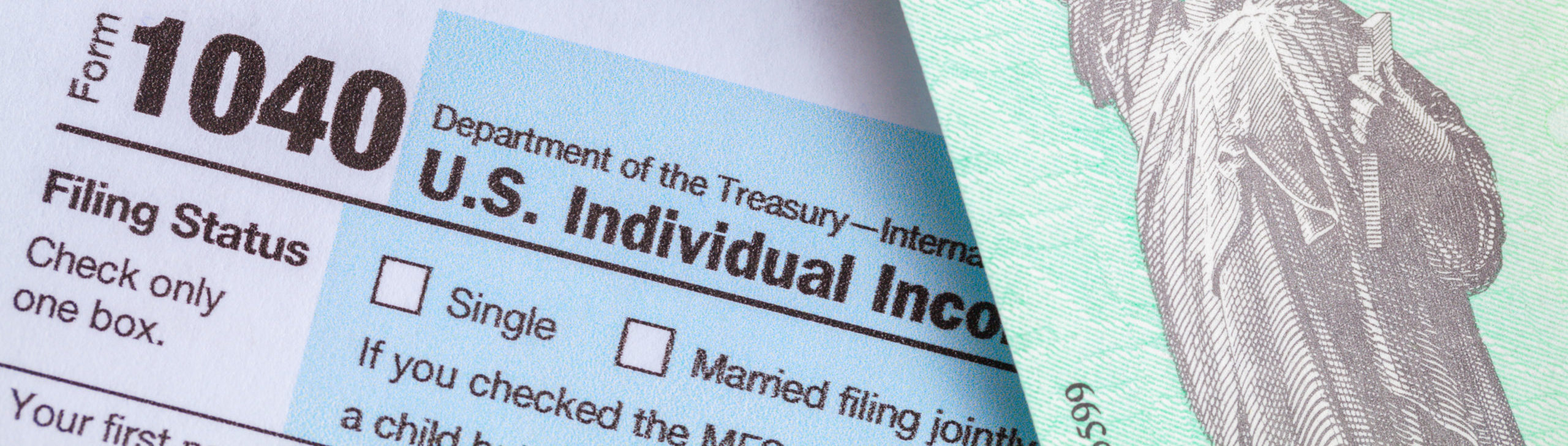Form 1040 With Tax Check and Money